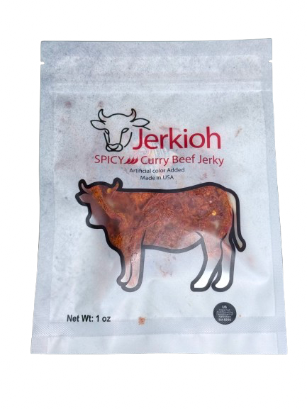 Jerkioh 1 oz Beef Jerky with Vietnamese Spices and Curry Flavor - Spicy, Dried