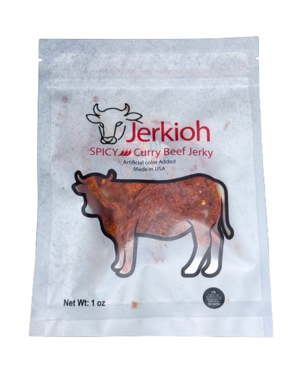 Jerkioh 1 oz Beef Jerky with Vietnamese Spices and Curry Flavor - Spicy, Dried