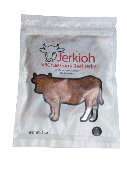 Jerkioh 5 oz Beef Jerky with Vietnamese Spices and Curry Flavor - Spicy, Dried