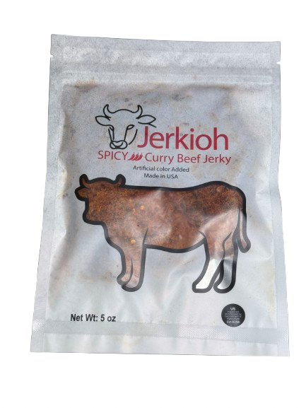 Jerkioh 5 oz Beef Jerky with Vietnamese Spices and Curry Flavor - Spicy, Dried