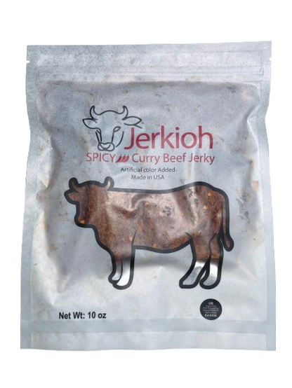 Jerkioh 10 oz Beef Jerky with Vietnamese Spices and Curry Flavor - Spicy, Dried